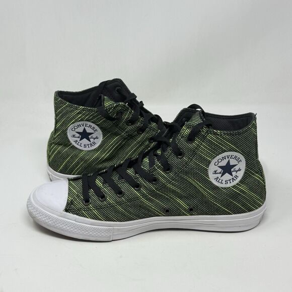 Converse Chuck Taylor Hi All Star II Sneakers Mens 11.5 Black Volt Green Shoes - Picture 1 of 16